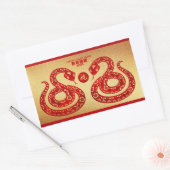 Chinees Nieuwjaar Slang Dubbele gouden papier-cut  Rechthoekige Sticker (Envelop)