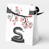 Chinees Nieuwjaar Slang en rode bloesems Bedankdoosjes (Achterkant)