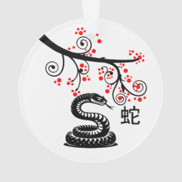 Chinees Nieuwjaar Slang en rode bloesems Ornament