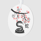 Chinees Nieuwjaar Slang en rode bloesems Ornament (voorkant)