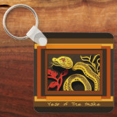Chinees Nieuwjaar Slang Monogram SqK01 Sleutelhanger (Voorkant)