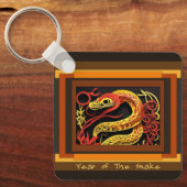 Chinees Nieuwjaar Slang Monogram SqK02 Sleutelhanger (Voorkant)
