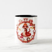 Chinees Nieuwjaar Slang Ontwerp 2 Tweekleurige Koffiemok (Center)