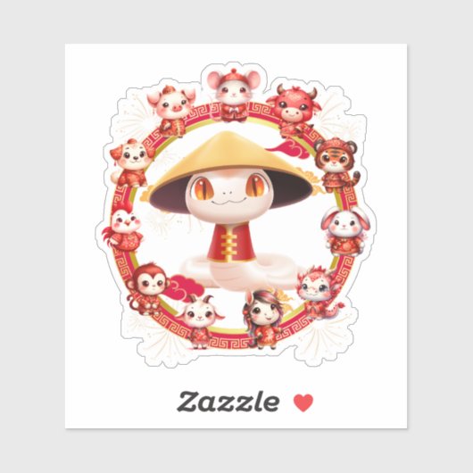 Chinees Nieuwjaar Slang Ontwerp 3 Sticker (Vel)