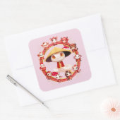 Chinees Nieuwjaar Slang Ontwerp 3 Vierkante Sticker (Envelop)