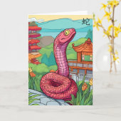 Chinees Nieuwjaar Slang Wenskaart Kaart (Gele Bloem)