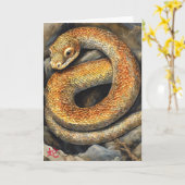 Chinees Nieuwjaar Slang Wenskaart Kaart (Gele Bloem)