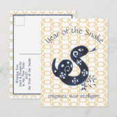 Chinees Nieuwjaar Slang Zodiac Dier Minimaal Feestdagenkaart (Voorkant / Achterkant)