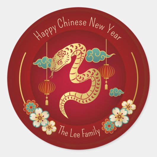 Chinees Nieuwjaar Stickers (jaar van de slang) Roo (Voorkant)