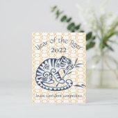 Chinees Nieuwjaar Tiger Zodiac Animal Minimal 2022 Feestdagenkaart (Staand voorkant)