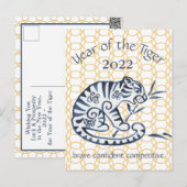 Chinees Nieuwjaar Tiger Zodiac Animal Minimal 2022 Feestdagenkaart (Voorkant / Achterkant)