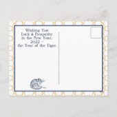 Chinees Nieuwjaar Tiger Zodiac Animal Minimal 2022 Feestdagenkaart (Achterkant)
