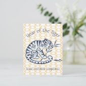 Chinees Nieuwjaar Tiger Zodiac Animal Minimalist Feestdagenkaart (Staand voorkant)