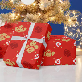 Chinees nieuwjaar traditioneel flessenpatroon rood cadeaupapier