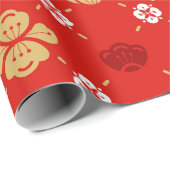 Chinees nieuwjaar traditioneel flessenpatroon rood cadeaupapier (Rol Hoek)