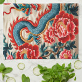 Chinees Nieuwjaar van de Draak 2024 "Borduurwerk" Theedoek (Gevouwen)