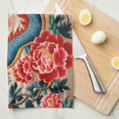 Chinees Nieuwjaar van de Draak 2024 "Borduurwerk" Theedoek (Quarter Fold)