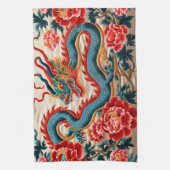 Chinees Nieuwjaar van de Draak 2024 "Borduurwerk" Theedoek (Verticaal)