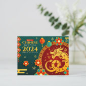 Chinees Nieuwjaar van de Draak 2024 Briefkaart (Staand voorkant)