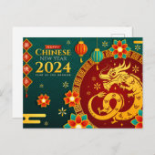 Chinees Nieuwjaar van de Draak 2024 Briefkaart (Voorkant / Achterkant)