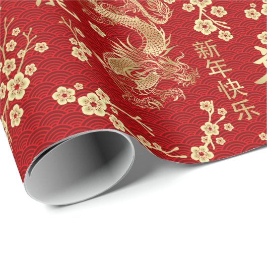 Chinees Nieuwjaar van de Draak 2024 Cadeaupapier (Rol Hoek)