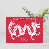 Chinees Nieuwjaar van de Draak 2024 Feestdagenkaart (Staand voorkant)