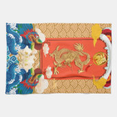 Chinees Nieuwjaar van de Draak 2024 Fu ideogram KT Theedoek (Horizontaal)