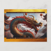 Chinees Nieuwjaar van de Draak 2024 Hout HPc Feestdagenkaart (Voorkant)