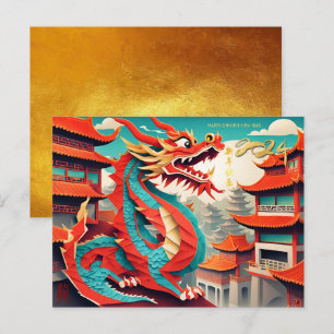 Chinees Nieuwjaar van de Draak 2024 HPC3 Feestdagenkaart