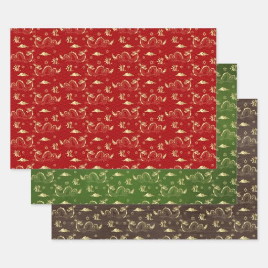 Chinees Nieuwjaar van de Draak 2024 Inpakpapier Vel (Set)