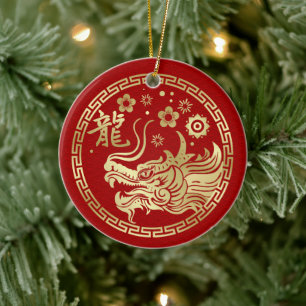 Chinees Nieuwjaar van de Draak 2024 Keramisch Ornament
