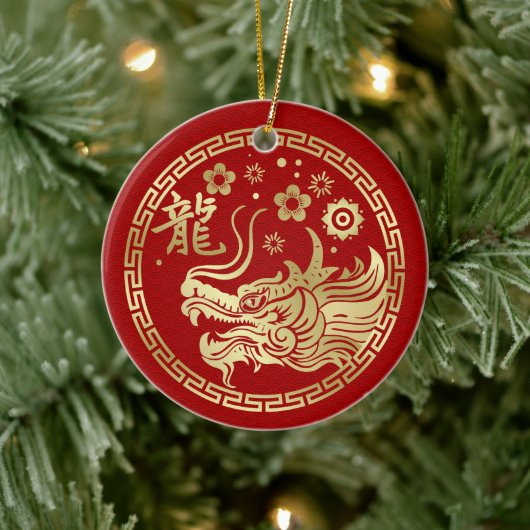 Chinees Nieuwjaar van de Draak 2024 Keramisch Ornament (Boom)