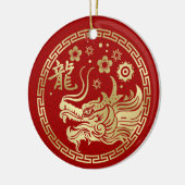 Chinees Nieuwjaar van de Draak 2024 Keramisch Ornament (Links)