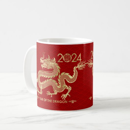 Chinees Nieuwjaar van de Draak 2024 Koffiemok (Voorkant links)