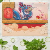 Chinees Nieuwjaar van de Draak 2024 Lanterns KT Theedoek (Gevouwen)