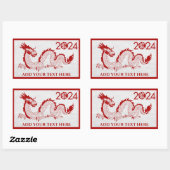 Chinees Nieuwjaar van de Draak 2024 Rechthoekige Sticker (Vel)