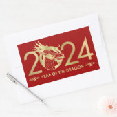 Chinees Nieuwjaar van de Draak 2024 Rechthoekige Sticker (Envelop)
