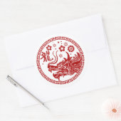 Chinees Nieuwjaar van de Draak 2024 Ronde Sticker (Envelop)