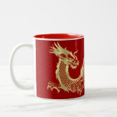 Chinees Nieuwjaar van de Draak 2024 Tweekleurige Koffiemok (Links)