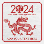 Chinees Nieuwjaar van de Draak 2024 Vierkante Sticker (Voorkant)