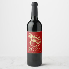 Chinees Nieuwjaar van de Draak 2024 Wijn Etiket