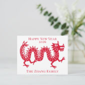 Chinees Nieuwjaar van de Draak 2026 Feestdagenkaart (Staand voorkant)