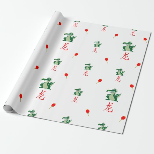Chinees nieuwjaar van de draak cadeaupapier (Uitgerold)