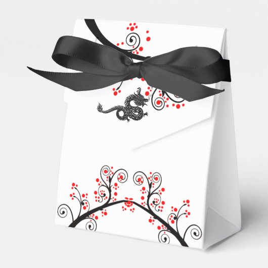 Chinees Nieuwjaar van de Draak en Rode Bloesems Bedankdoosjes (Voorkant Zijde)