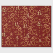 Chinees Nieuwjaar van de Dragon 2024 Wrapping Pape Cadeaupapier (Vlak)