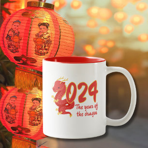 Chinees Nieuwjaar van de Dragon Kinder Zodiac Gift Tweekleurige Koffiemok