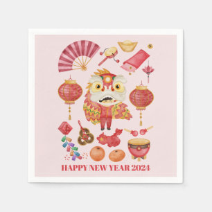 Chinees Nieuwjaar van de Dragon Paper Napkins Servet