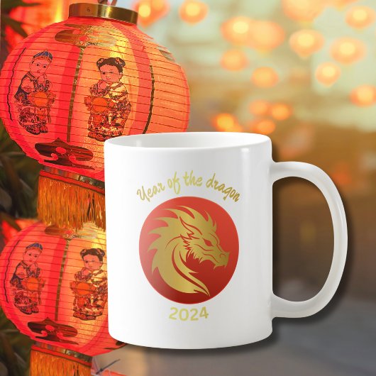 Chinees Nieuwjaar van de Dragon Red en Gold Gift Koffiemok