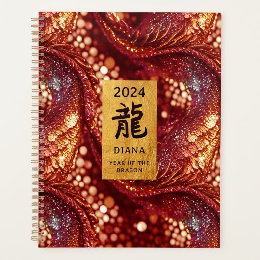 Chinees Nieuwjaar van de Dragon Red & Gold Planner (Voorkant)