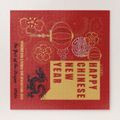 Chinees Nieuwjaar van de Dragon Typografie Stijlvo Legpuzzel (Horizontaal)